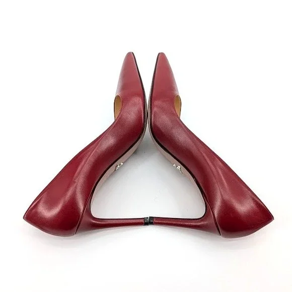 Prada Red Leather Pointed Toe Pumps Stiletto Heels Made in Italy Size 38.5 - Picture 5 of 9